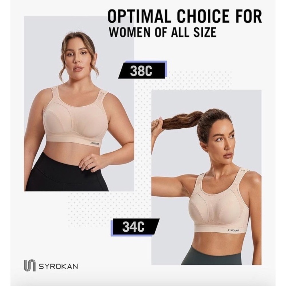 Syrokan NEW High Impact Bounce Control Wireless Sports Bra Sweet Grass 34C A305‎